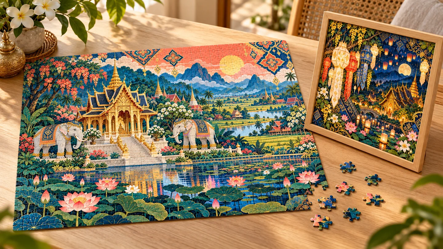 จิ๊กซอว์ Collection ภาพไทย ศิลปะไทยร่วมสมัยและโคมล้านนา