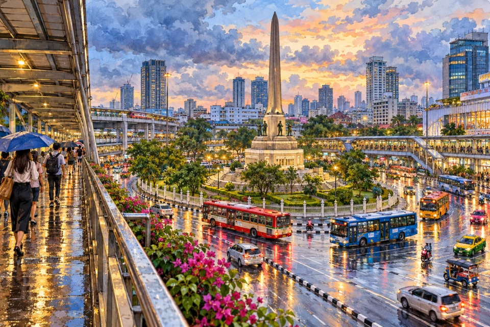 อนุสาวรีย์ชัยสมรภูมิ · จังหวะของเมือง