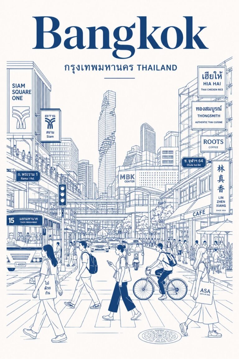 line-art travel poster