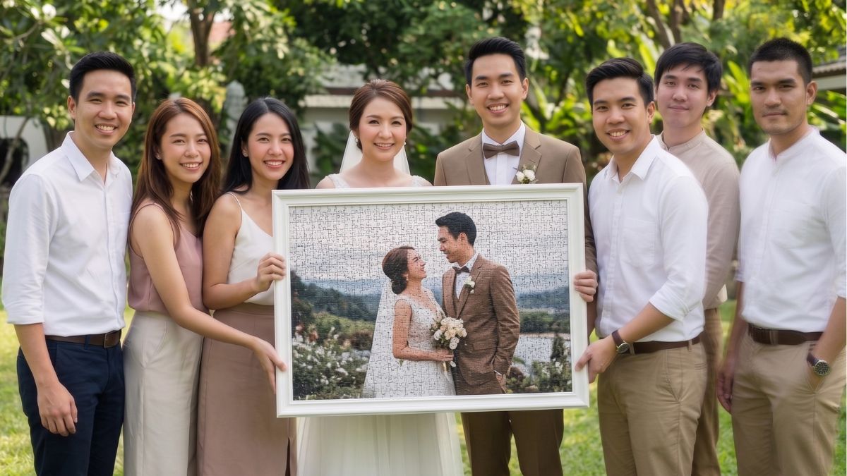 กลุ่มเพื่อนสนิทกำลังคิดเลือกของขวัญวันแต่งงานที่มีความหมายและไม่เหมือนใคร
